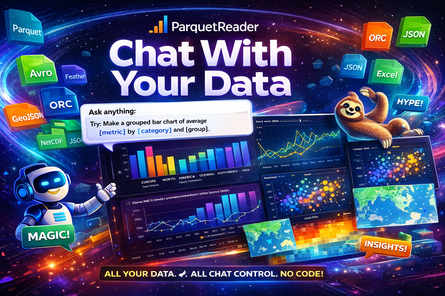 Chat With Your Data Is Live - Talk to Parquet, CSV, Excel, JSON, GeoJSON, NetCDF and More